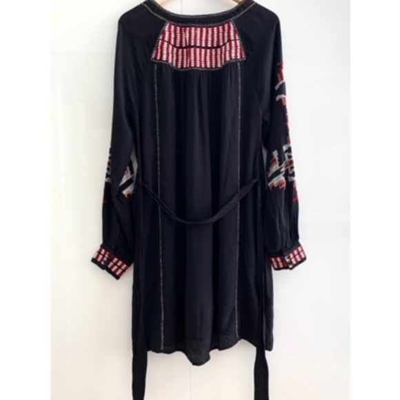 Embroidered Peasant Dress Tunic Belted Beaded Boho - Picture 10 of 13